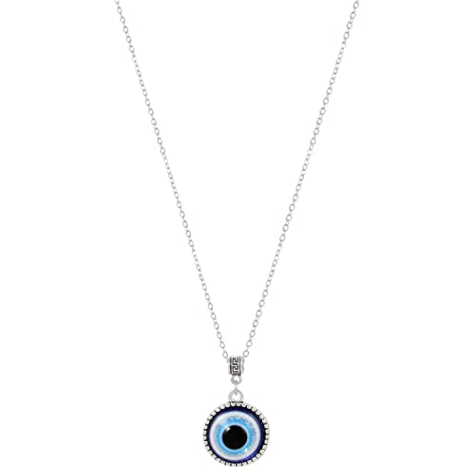 Unisex Silver Plated Evil Eye Pendant Necklace, Stylish Gift